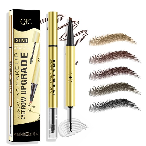 Eyebrow Pencil, Microblading Eyebrow Pen with 4 Fork Tip, 2-In-1