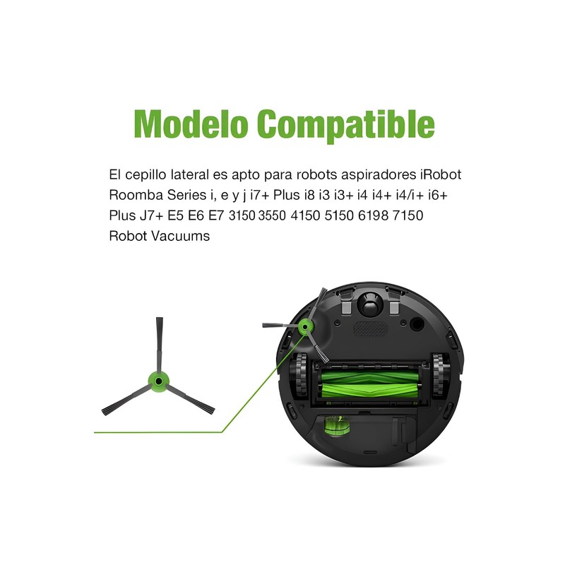 MIRTUX Pack of 6 Side Brushes Compatible with Roomba E5