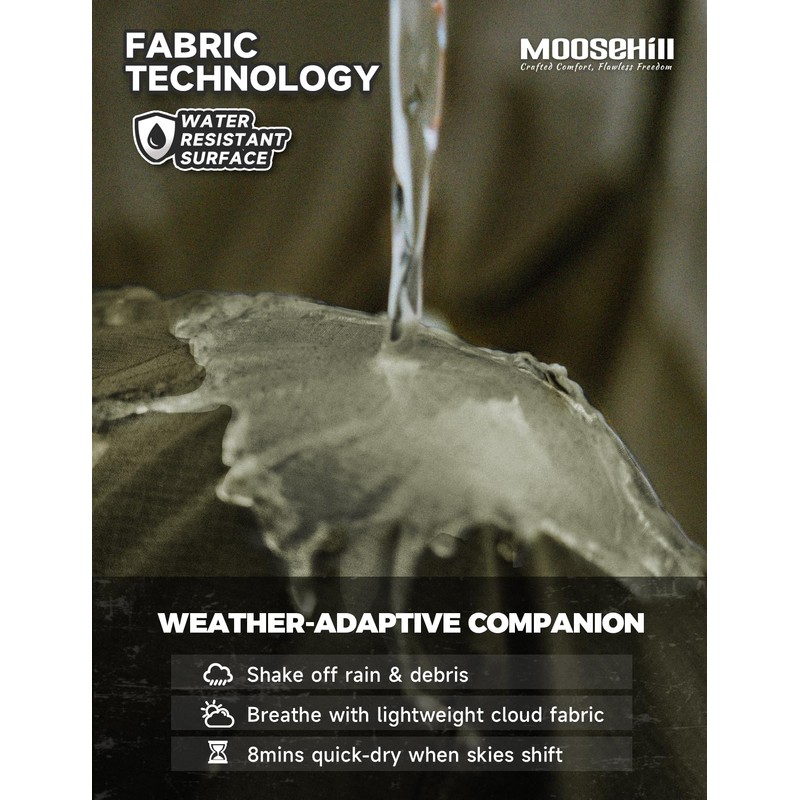 Moosehill Men's-Hiking-Pants Convertible Quick-Dry Water-Resistant Lightweight Zip-Off Outdoor for Hunting,