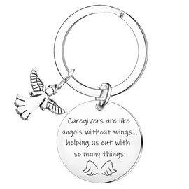 Nimteve Caregivers Keychain Caretakers Gift Angel Charm Keychain Thank You Present for Caregiver Social Worker Nurse Appreciation Gifts Christmas Birthday Gifts