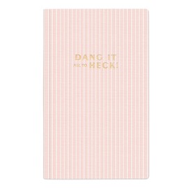 DesignWorks Ink Cloth Cover Notebook, (7.25" x 11.75"), Dang it All to Heck - Dusty Blush Stripe