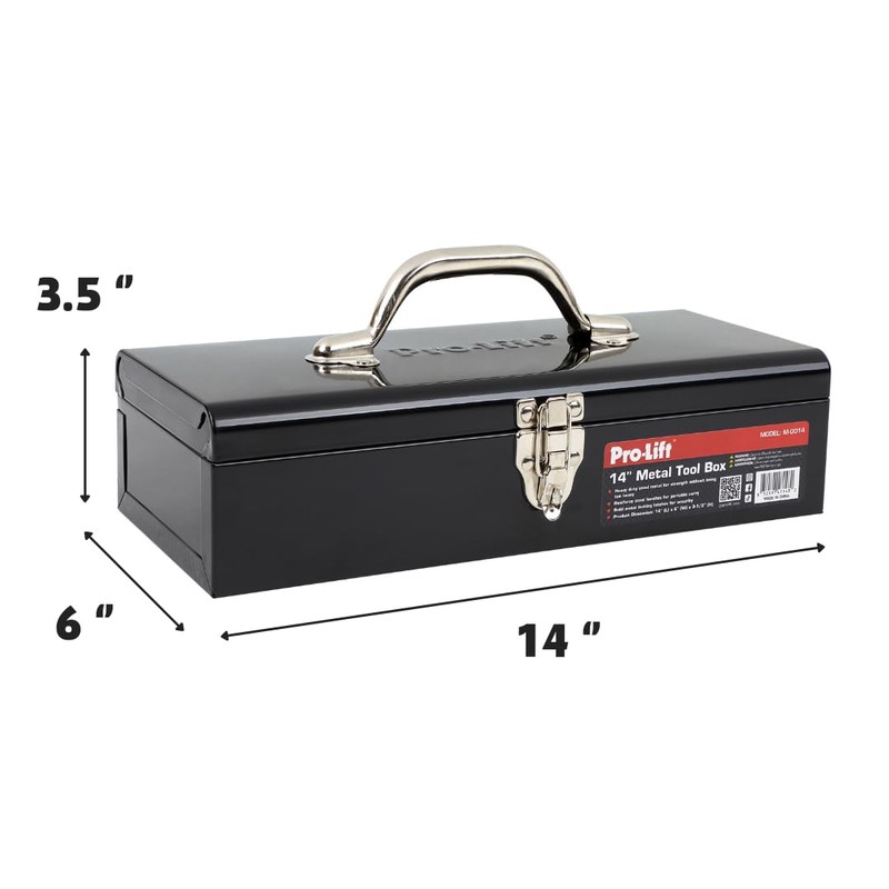 Pro-Lift Steel Tool Box – 14-inch Metal Toolbox Portable with