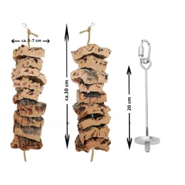 Vogelspielzeug, 2er Set Korkrindenknabberseil + Edelstahlfruchtspieß gratis dazu, Angebot solange der Vorrat reicht, für alle Vögel
