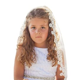 Bmirth Flowergirl Lace Veils 1 Tier First Communion Veil With Dress Bridal Wedding Veils White First Communion Veil Lace