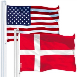 UD_G128 Combo Pack: USA American Flag 3x5 Ft 150D Printed Stars & Denmark (Danish) Flag 3x5 Ft 150D Printed