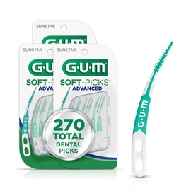 GUM Soft-Picks Advanced, Easy-to-Use Interdental Picks for Plaque Removal and Gum Health with Carry Case, 90-Count, 3-Pack