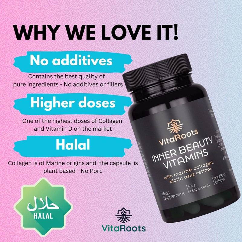 Inner Beauty Vitamins, with Marine Collagen, Retinol and Biotin