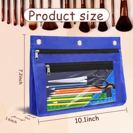 YoeeJob 24 Pack Pencil Pouch for 3 Ring Binder, Expandable Binder Pouches with Zipper, Large Capacity Pen Holder Case with Clear Window School Class Office Organizers, Blue