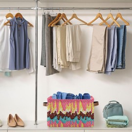 Ice Cream Rectangular Storage Basket Organizer Bin Shelf Baskets For Clothes Gifts For Home Office Dorm