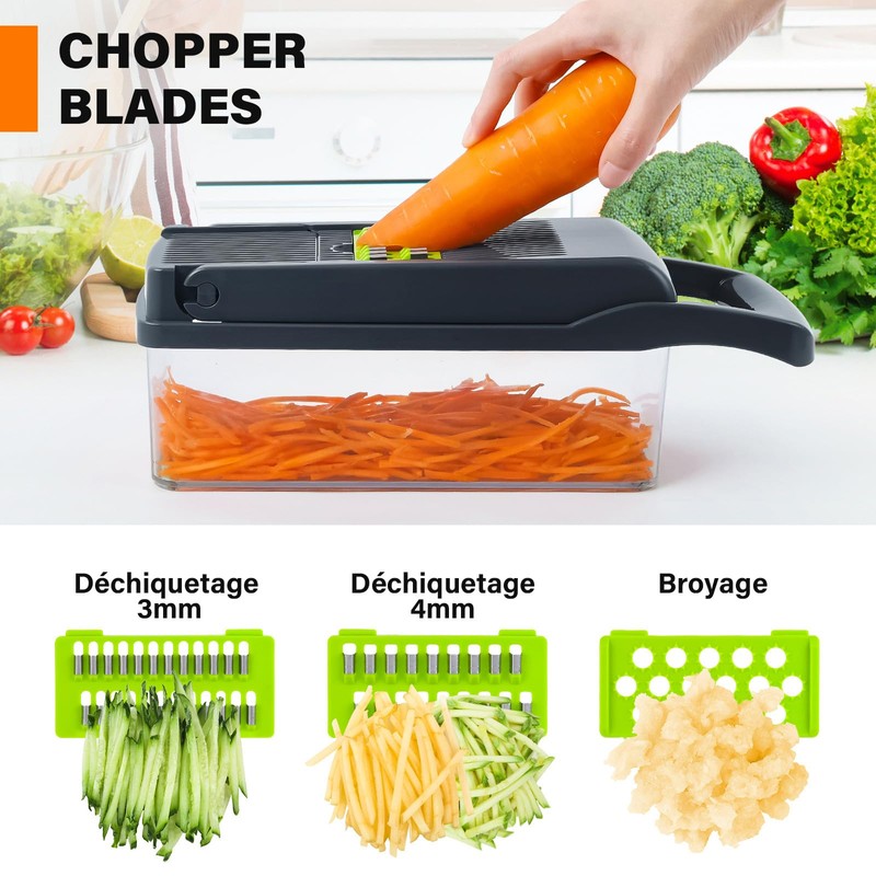 Etievort 16-in-1 Vegetable Cutter, Mandolin Slicer Dicer with 7 Interchangeable