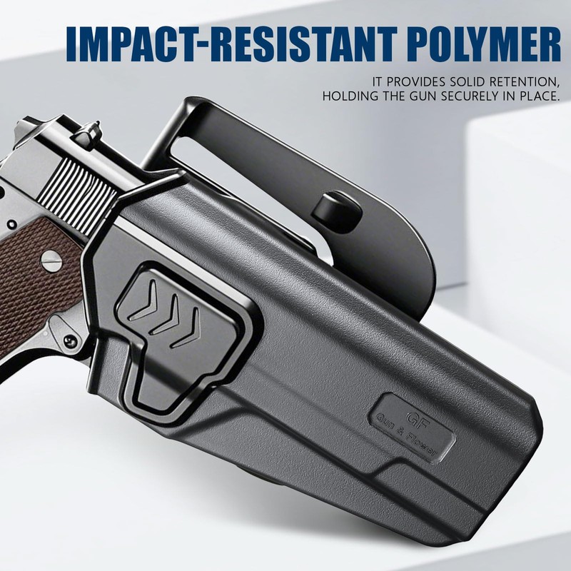 GUN & FLOWER OWB Holster Fit 1911 Colt-Elite Force-Kimber-Springfield-RIA-S&W-Ruger-Taurus-Rock Island