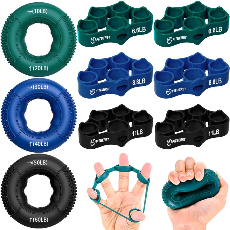 FitBeast Fortalecedor de agarre de mano, ejercitador de dedos, kit