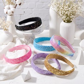 MOTIBACK 6Pcs Glitter Rainbow Headbands Non-Slip Sparkly Hair Accessories.