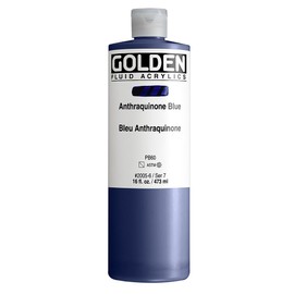 Fluid Acrylics by GOLDEN, Anthraquinone Blue, 16 fl. oz. Bottle, Professional Acrylic Paint, Semi-Transparent