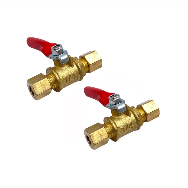2Pcs 1/4 Compression Shut Off Valves,1/4" Compression x 1/4" Compression