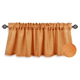 Aiking Home Collection Pure 100% Faux Linen Window Valance - Size 56 inchx16 inch, Pumpkin
