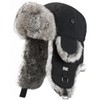 frr B-52 Aviator Hat with Natural Grey Rabbit Fur (2XL/3XL,