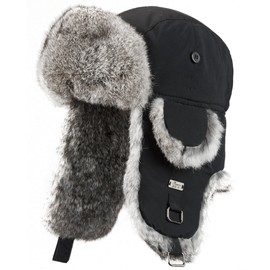 frr B-52 Aviator Hat with Natural Grey Rabbit Fur (2XL/3XL, Grey)