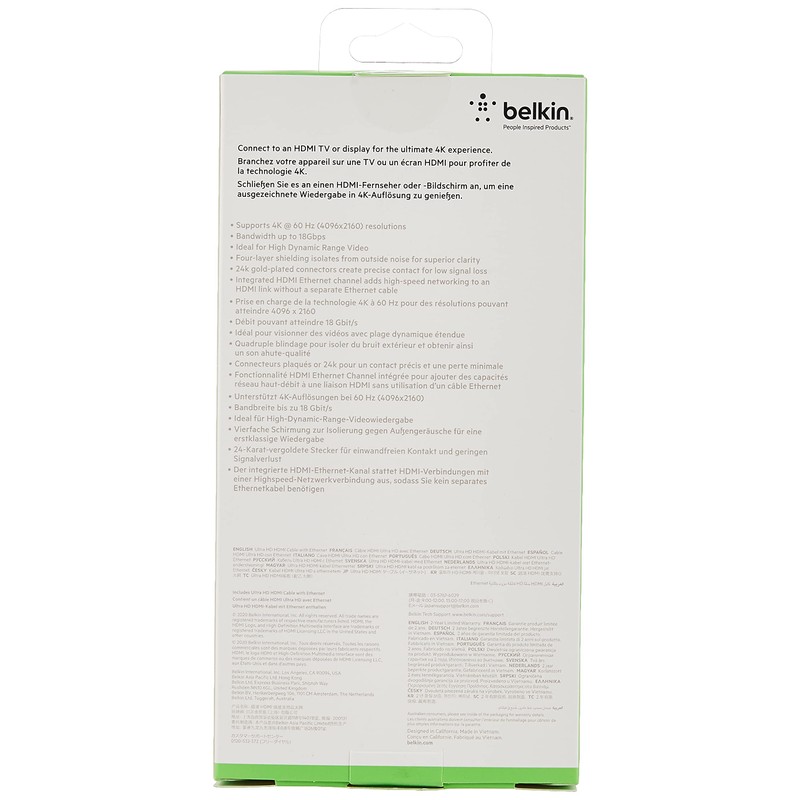 Belkin HDTV High-Speed HDMI Cable with Ethernet, 4K / Ultra