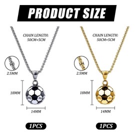 VEHYEGOI 2 Pieces of Football Element Necklaces, Stainless Steel Necklaces, Football Accessories, Football Pendant Necklaces, Fashionable and Creative Necklaces, Fan Necklaces