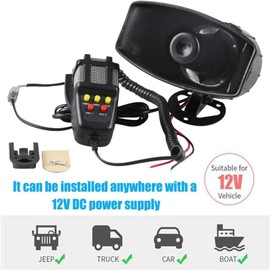 RULLINE 5 Tone Sound Car Siren Vehicle Horn with Mic PA Speaker System Emergency Sound Amplifier - 60W Electric Ambulance/Horn-Hoote/Siren/Traffic Sound with PA Microphone System