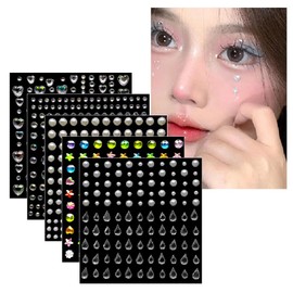 Rhinestone Gems and Crystals Set for Face, Body, and Nail Decorations, Assorted Shapes and Colors