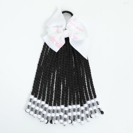 Kids Ponytail Extension With Beads Braids Kids Hair Extensions For Girls Braid Ponytail Extension Hair Beads For Kids Girls Kids Hair Accessories For Girls (White&Transparent)