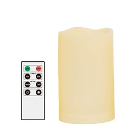 Outdoor Waterproof Flameless LED Pillar Candle with Remote Timer Battery Operated Plastic Flickering Decorative Fake Candle Light for Festival Celebration Wedding Party Decoration Gift Choice 3”x 5”