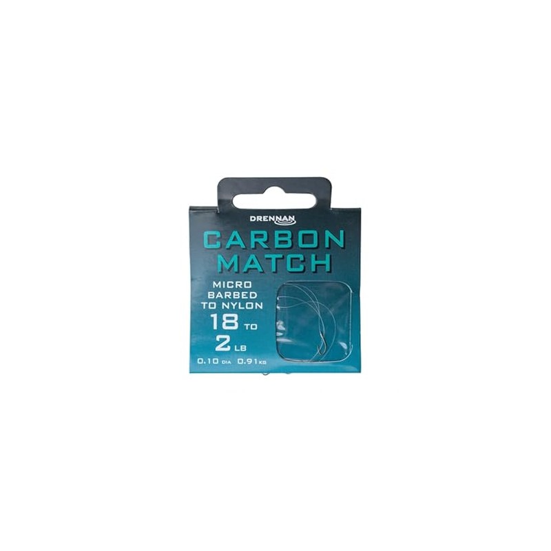 Drennan Carbon Match Hooks To Nylon - 20 to 2lb