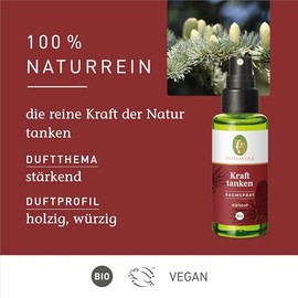 Primavera PRIMAVERA Raumspray Kraft tanken bio 50 ml - Zeder, Kardamom und Bergamotte - Aromadiffuser, Aromatherapie - st?rkend - vegan