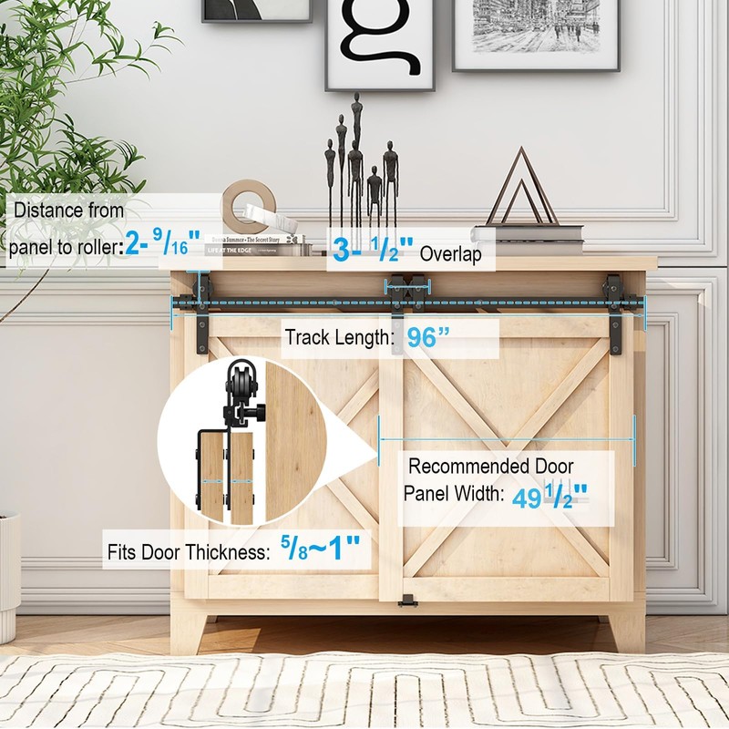 FLYVLIEG 4FT Mini Bypass Barn Door Hardware Kit for 2