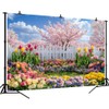 DePhoto 7x5FT Spring Garden Backdrop Secret Floral Garden Tulip Peach