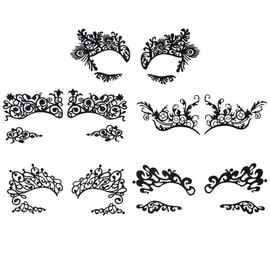 Baluue 5 Pairs Temporary Eye Makeup Stickers Hollow Lashes Eyeliner Stickers for Women Girls Party Masquerade Random Style