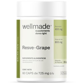 WELLMADE Resveratrol (Fuente de Antioxidantes) con Pulpa de Uva | Suplemento Alimenticio con Resveratrol para Hombre y Mujer | 60 Cápsulas de 400 mg para un Suministro de 30 Dias | 2 Cápsulas al Día