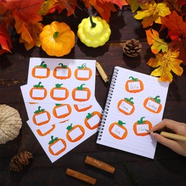 Motiskyy 120 Pcs Fall Pumpkin Name Tags Stickers Pumpkin Labels Thanksgiving Autumn Gift Tags Stickers Name Labels for Kids Classroom School Fall Gift Organizing Holiday Supplies 1.57 x 1.96 Inch