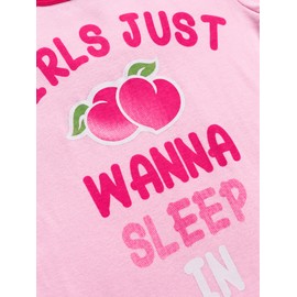 Vopawetty Girls 4-Piece Pajamas Cotton Christmas Pjs Set Kids Sleepwear (Pink Peach/Cherry, 8)