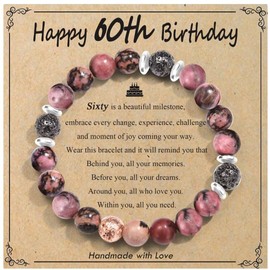 OAVOOK Birthday Gifts for Women 60th Birthday Gift Ideas Meaningful Bead Bracelet for Mom, Wife, Grandma, Friends, Sister