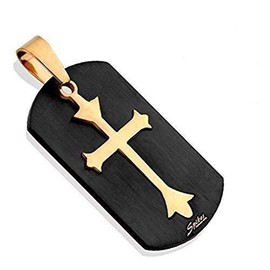 Tapsi´s Coolbodyart® Dog Tag Stainless Steel Celtic Cross 39.35 21.6 mm Rose Gold Black