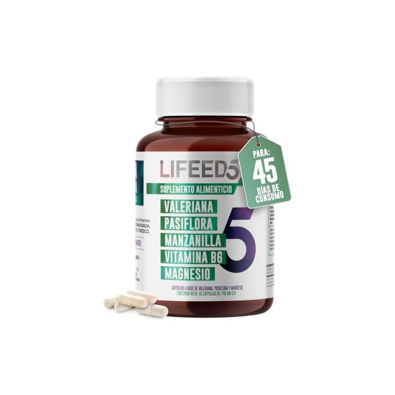 LIFEED Sleep Magnesio, Valeriana, Pasiflora 45 Cápsulas 745mg pporción
