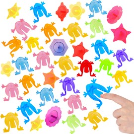 TenaLucy 150 Pieces Frog Toy, Jumping Frog Jumping Frog Toy Finger Press Toy Game Plastic Frog Toy Spinning Top for Children Party from 3 Years (Random Colour)