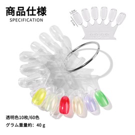 Nail Tools with Rings Fan-shaped Color Chart 10pcs Black/White/Clear Tip Color Swatch Color Chart Nail Chart Samples Color Cards Manicure Color Display Board Nail Art Display Card Steel Ring Clasp Design Removable Easy to Carry Simple Practical DIY Practice (Transparent Color)