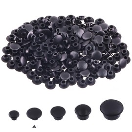 Swpeet - Juego de 500 tapas de tornillos de plástico negro de 1/4 pulgadas - 6 mm, tipo empotrado, tapones de panel de orificio de bloqueo a presión