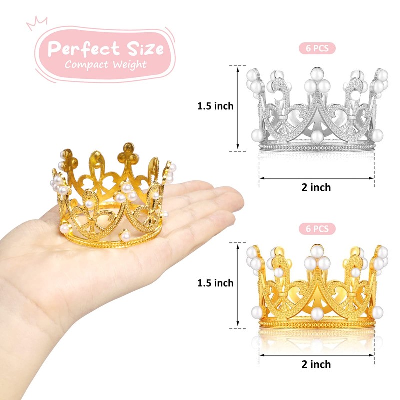 12 piezas de decoración para tartas de corona, mini corona