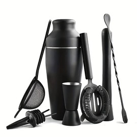 AIMALL 8-Piece Stainless Steel Cocktail Shaker Set, Bar Bartender Kit with Measuring Jigger, Strainer, Spoon, Pourers, Professional Full Cocktail Making Set for Mixologists