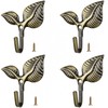 Coat Hooks 4 Pcs Heavy-Duty Vintage Leaf Cast Iron Wall