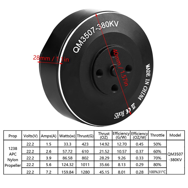 1pc QM3507 380/580/680KV Waterproof Brushless Motor Drone Part Kit for
