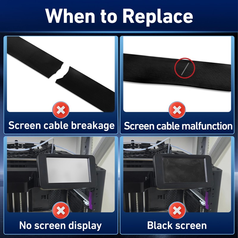 3Pcs LCD Screen Cables for Flashforge, FFC Cable Fits for
