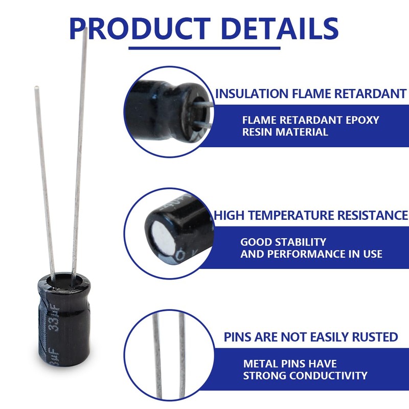 Innfeeltech Electrolytic Capacitors 33uF 25V Aluminium Radial Electrolytic Capacitors Pack