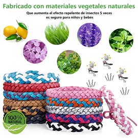 LEIDSANY Brazalete repelente de mosquitos 12 piezas, pulsera antimosquitos natural no tóxica con olor a citronela y menta, Resiste mosquitos durante 300 horas, tamaño ajustable, apta para adultos/niños