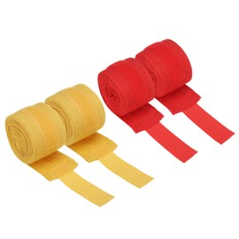 PATIKIL Boxing Hand Wraps, 197 Inch Length Elastic Boxing Wraps Cotton Fist Mitts Wrist Straps Protection for Muay Thai Martial Arts Kickboxing Bandages, Red/Yellow